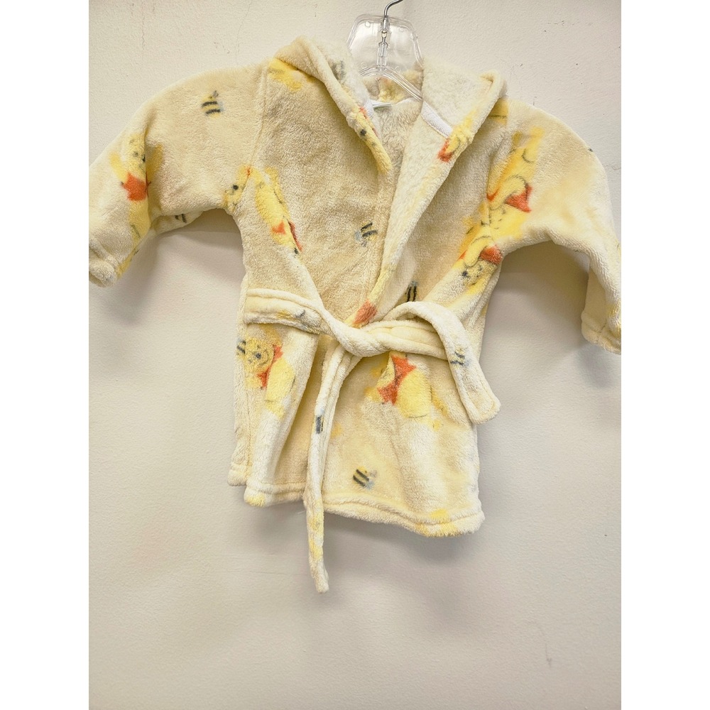 Disney Baby Winnie the Pooh Yellow Plush Hooded Bath Robe 0-9 Months Fleece